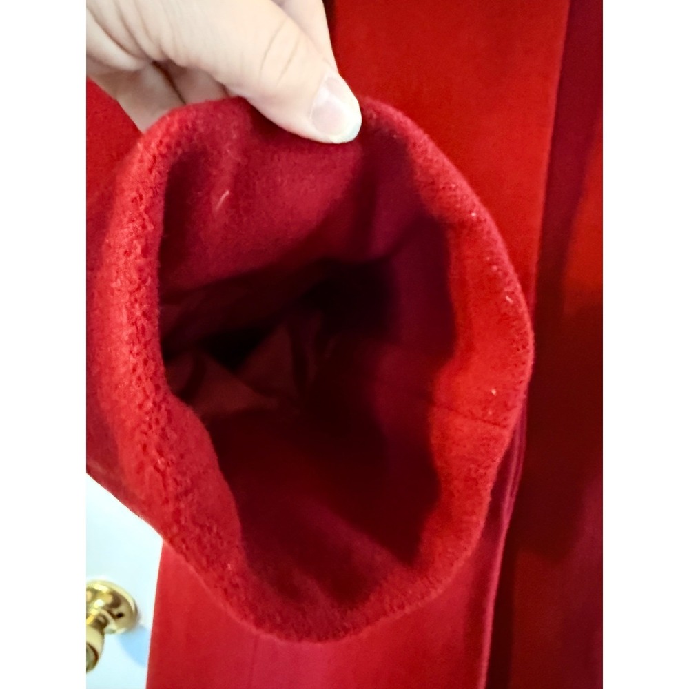 Marvin Richards New York Red Wool Blend Oversized Collar A-Line Coat Womens 10 - Picture 5 of 13
